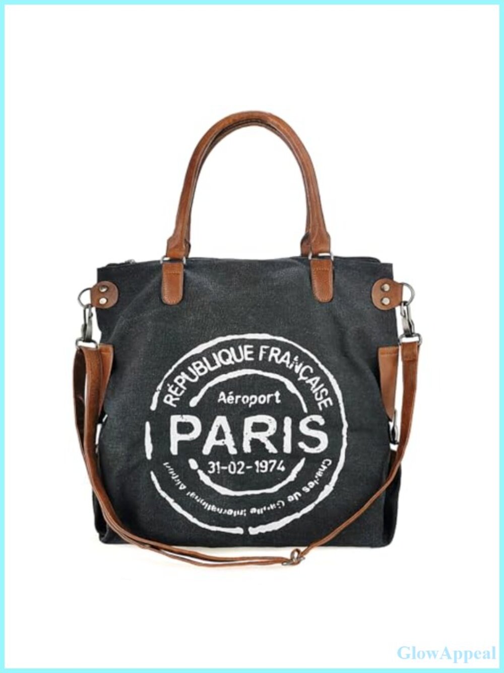 Large Canvas Tote Bag Zipper Crossbody Laptop Shoulder Hobo Handbag Everyday